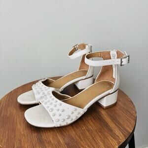 Dolce Vita White Leather Dress Shoes With Pearls Girls Size 1